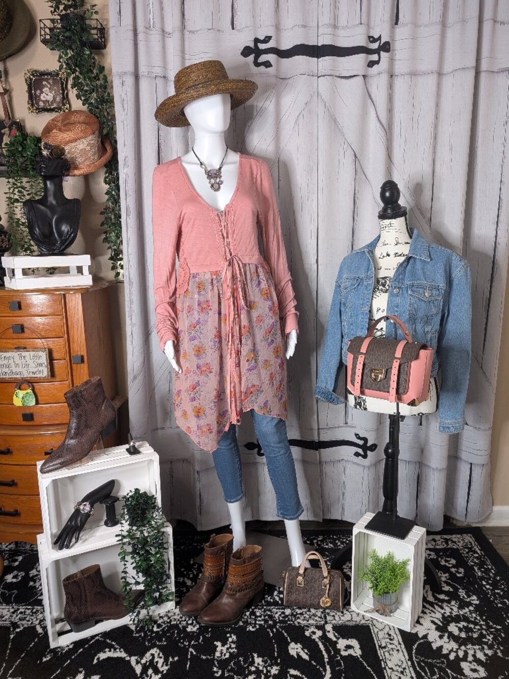 Joe Browns Floral Corset Tee w/attached Sheer Floral Skirt UK Size 16 (US L)